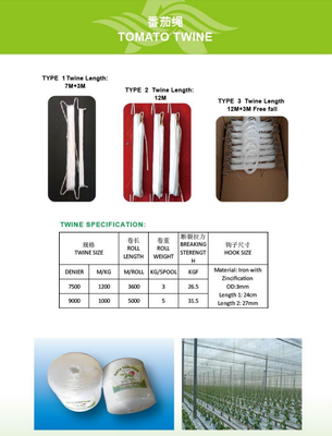 UV Treated Tomato Roller Hook with 100% Virgin PP and 7kg to 80kg Breaking Strength for Greenhouse Plant Support